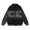 Men's jacket designer coat black rhinestone baseball jacket men and women hip-hop street hoodie