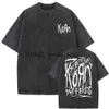 Herren T-Shirts Washed Vintage Rock Band Korn Falling Away From Me T-Shirt Skeleton Print T-Shirts Herrenmode Gothic T-Shirt Männliche Übergroße T-ShirtsH24125