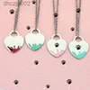 Heart Pendant Necklace Female Stainless Steel Couple Big Blue Pink Green Red Jewelry on the Neck Gift for Girlfriend Accessories Wholesale AMXE