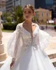 Simple Lace Appliques Wedding Dresses V Neck Bridal Gowns Princess A Line Bride Dresses Custom Made Plus Size