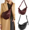 Caminhão 2022 Mulheres Banana Slouchy Banana Bag Lady Wine Red Black Color Sling Bags Zipper Half Lua PU CHEAR