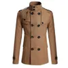 Mäns jackor Vintage Men's Winter Warm Trench Coats Double Breasted Stand Collar Jackets Coats Overcoat Outwear Windbreaker Tops For Man J240125