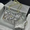 Trend Flap Women Star Projektantka Crossbody Bag 18 cm z monety Patent Patent skórzany Diamond Lattice Luksusowa torebka Uchwyt Karta Zakupy wieczorne sprzęgło