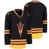 Custom Men's Arizona State Sun Devils College 12 Dylan Hollman 35 Joey Daccord Maroon Red Any Name Number Hockey Jerseys Size S-X 11