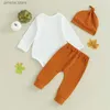 Ensembles de vêtements Lioraitiin 0-12M bébé filles garçons Thanksgiving tenues lettre dinde manches longues barboteuses pantalons longs chapeau vêtements ensemble