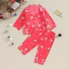 Clothing Sets Lioraitiin Kid Girls Boys Christmas Pajamas Set Gingerbread Man Elk Long Sleeve Tops Long Pants 2PCS Lounge Suit Sleepwear