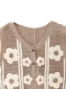 Damesvesten Dames S Boheemse bloemenprint Mouwloos V-hals Gebreid knoopvest Zomer Casual gehaakt tanktop Vest Streetwear