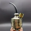 Tubo per filtro dell'acqua da 5,3 pollici Mini narghilè portatile Shisha in metallo dorato Tubi per fumatori Regali Bong