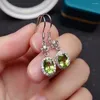 Dangle Earrings Simple Peridot Silver Drop Natural Perdiot Solid 925 Jewelry Gift For Woman