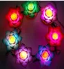 7 piezas con fuente de alimentación pueden cambiar el trabajo de la batería Buddha039s Flor de luz Fancy Colorido cambiante LED Flor de loto Boda romántica