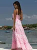 Casual Jurken Chic V-hals Gedrukt Patchwork Maxi Jurk Vrouwen Mode Losse Mouwloze Jarretel Gewaad 2024 Dame Vakantie Strand Vestidos