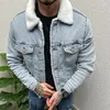 Herenjassen Mode Winter Lange Mouw Effen Denim Jas 2024 Stijl Revers Kraag Wollen Uitloper Mannen Kleding Motor Mannelijke Slanke jeans