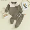 Ensembles de vêtements enfants bébé garçons automne tenues nouveau-né décontracté contraste couleur vêtements ensemble à manches longues sweat et pantalon ensemble costumes pour tout-petits