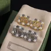 Luxe, Zirkoon, Parel, Oorknopjes, dubbele letters, designer oorbellen, hoogwaardig messing materiaal met 925 zilveren naald, goud/zilver, 2 kleuren, damessieraden, geschenken