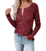 Women's T Shirts Chest Buttoned Casual Long Sleeve T-shirt Women