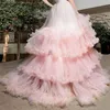 Skirts Pink Casual Kawaii Women Skirt Tulle Ruffle Layered Floor Length Ball Gown Evening Plus Size Prom Custom Made