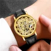 New watch men's transparent hollow imitation mechanical belt quartz