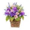 Decorative Flowers Elegant Basket With Beautiful Blooms Artificial Wreath Handmade Artfully Floral For Home And Office Enhancement
