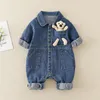 Baby Denim Romper Cartoon Boitut dla urodzonego maluchów jesień chłopcy chłopcy dziewczęta ubrania niemowlęta ubranie 240119