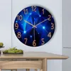 Wall Clocks 1pc 12inch Wall Clock Geometric Elements Dark Blue Thickened Tempered Glass Silent Movement Quartz Living Room Home Decor Gift