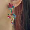 dangle earrings girlgo誇張されたラインストーントリニングヘビドロップジュエリー豪華なクリスタルアニマルステートメントイヤリングギフト