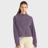 Dames Oversized sporthoodie Lu-18 Yoga-outfits met halve rits Jas met lange mouwen Fitness Workout Capuchon Hoge elasticiteit Trui met ronde hals G 71