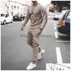 Survêtements pour hommes Hommes Hommes Pantalons de loisirs Ensemble T-shirt à manches longues Couleur unie Sportswear Marque Vêtements 2 pièces Ensembles Drop Delivery App Dhcap