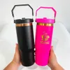 Mix colors double walled powder coated gold copper plated 30oz flip top straw student stainless steel tumbler water bottle for laser engraving,sold by case