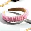 Stirnbänder Dünne Schwamm Frauen Stirnband Breite Krempe Perlen Handgemachte Haarbänder Einfache Perlen Haarband 5 Farben Breite 3 cm Großhandel Drop Dhgqc