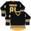 Herren Retro 18 Happy Gilmore Boston Hockey-Trikots Schwarz Weiß Gelb Alternativ genähte Uniformen Damen Jugend Größe S-3XL 44