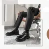Platfrom-zapatos de negocios para hombre, calzado de marca de cuero genuino, de diseñador a la moda, color negro, para trabajo diario, 2023