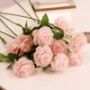 Decorative Flowers Simulation 3 Head Artificial Peony Silk Fake Flower Branch For Home Wedding Salon Party Decoration