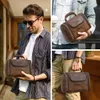 Männer Echtes Leder Reise Business Kulturbeutel Rasieren Tasche Frauen Retro Kosmetik Waschen Dusche Organizer Handtasche Große Kapazität 240122