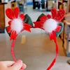 Hair Accessories Women Love Heart Bow Stereoscopic Antler Girls Plush Ball Christmas Bands Korean Children Headband