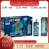 Original UZY Bar 8000 Puff Einweg-E-Zigaretten-Vape-Stift 1,2 Ohm Mesh-Spule 18 ml Pod-Batterie Wiederaufladbarer elektronischer Puff 8K 0% 2% 3% 5% Puff 8000 Kulx 8000 Cola-Glas
