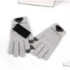 Five Fingers Gloves Brand Knitted Gloves Luxury Designer Women Solid Jacquard Warm Fingers Winter Glove 4 Colors Wholesale 60G Drop De Dhxud