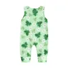 Trousers BeQeuewll Baby Girls Irish Day Jumpsuit For Summer Infant Sleeveless O Neck Clover Print Casual Romper 0-24 Months