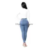 Jeans Femmes Femmes Slim Skinny Solid Denim Pantalon Taille Haute Plissée Créateur De Mode Sexy Hip Hop Clubwear 2XL Drop Livraison Appare Dhe5X