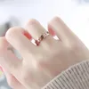 Bröllopsringar mode rosguld färg söt mynt svans ring för kvinna tjej gåva 316l rostfritt stål charm smycken hög polska förebyggande allergi