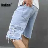 Shorts pour hommes Kakan - Nouveaux jeans à pompons en détresse européens et américains pour hommes Shorts et capris décontractés bleus K9-519 J240124