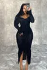 Lace Ruffle Women Sexy Bodycon Maxi Dress Slash Neck Off Shoulder Long Sleeve Single Breasted Slim Club Party Dresses Streetwear