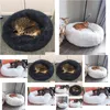 Cat Beds & Furniture Calming Cat Bed - Donut Fluffy Pet Warm Kitten Kennel Soft Round Cave Nest Drop Delivery Home Garden Pet Supplies Otxxi