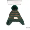 Beanie/Skull Caps Nya babyband Knittande hattar ushanka varumärke barn vinterkapbarn barn beanies stora boll 6 färger för 2-8 år gammal DR DHK9V