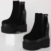 Sapatos de vestido de inverno cunhas botas de neve mulheres couro genuíno salto alto plataforma bombas femininas alta superior redondo toe moda tênis casuais sapatos