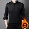 Camisetas para hombre, camisa gruesa de felpa de invierno, negocios sin costuras, resistente a las arrugas, sin planchado, alta elasticidad transfronteriza