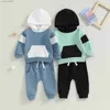 Kledingsets Winter Herfst Baby Boy Outfits Kinderkleding Set Mode Contrastkleuren Lange mouw Hoodie Sweatshirt Broek Pak voor peuterpak