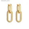 Stud Retro Double Loop Design Drop Earrings Gold Silver Color Geometric Round Earrings for Women Girls Punk Hip Hop Fashion Jewelry G Q240125