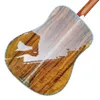 Molde d45 de 41 polegadas, guitarra acústica de abalone real em madeira koa-preta
