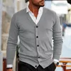 Cardigan tricoté à col en v pour hommes européens et américains, pull en laine d'agneau de haute qualité 240119