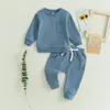 Ensembles de vêtements BeQeuewll Bébé Garçon Automne Tenues Classique Couleur Unie Sweat À Manches Longues Et Pantalon Ensemble Enfant Vêtements Chauds Pour 0-3 Ans